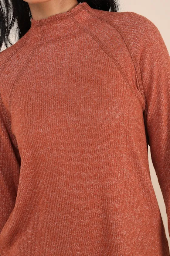 Exceptional Coziness Burnt Orange Marled Long Sleeve Sweater Top sold by Lulus product image thumbnail 4