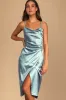 Hollywood Woman Dusty Blue Satin Midi Dress sold by Lulus