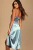 Hollywood Woman Dusty Blue Satin Midi Dress sold by Lulus