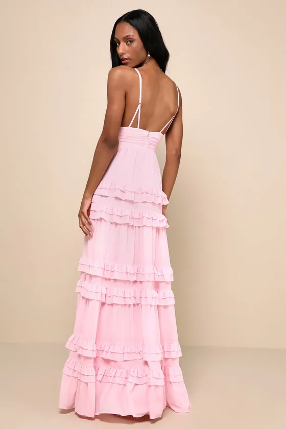 Lavish Perfection Light Pink Ruffled Tiered Maxi Dress sold by Lulus product image thumbnail 2