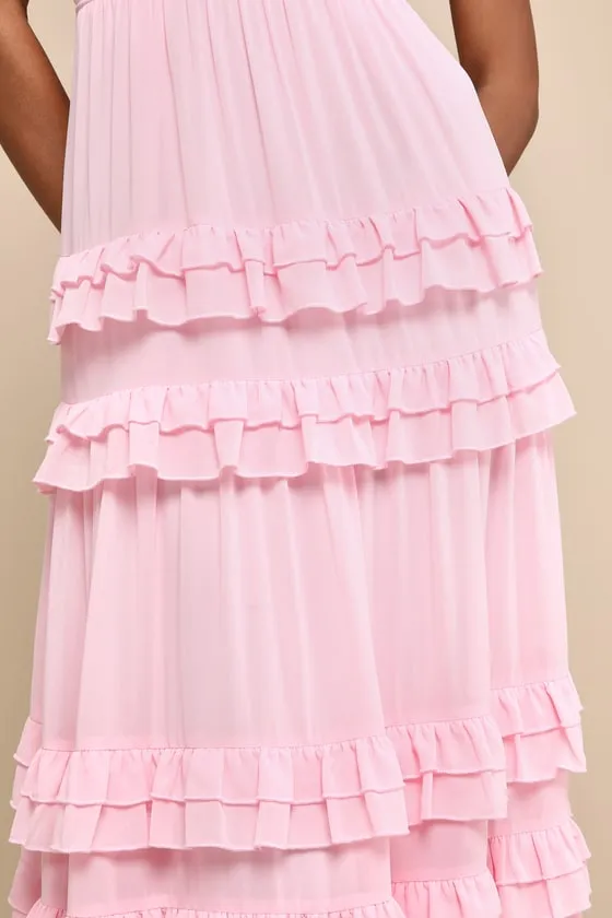 Lavish Perfection Light Pink Ruffled Tiered Maxi Dress sold by Lulus product image thumbnail 4