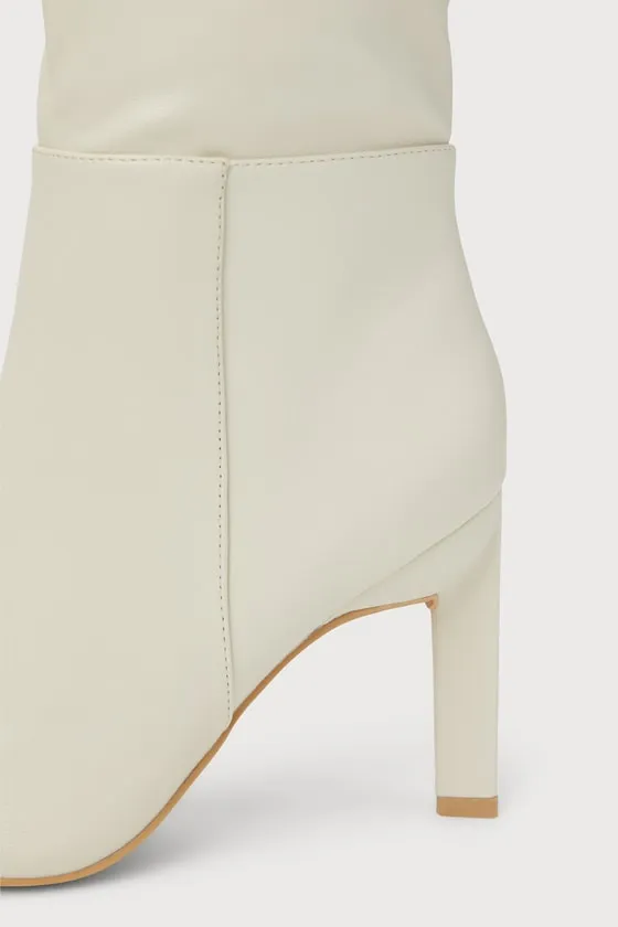Olivet Cream Pointed-Toe Knee-High Boots sold by Lulus product image thumbnail 3