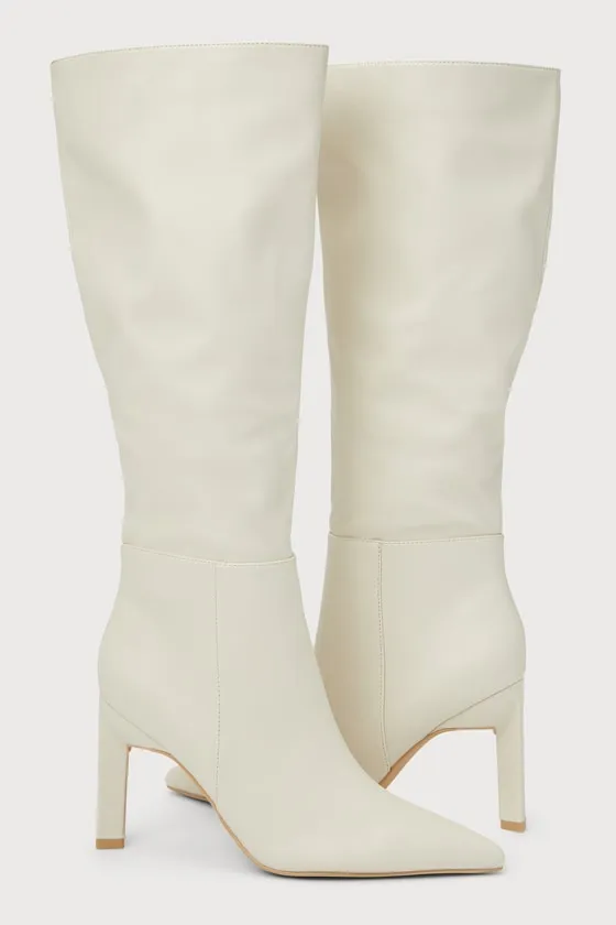 Olivet Cream Pointed-Toe Knee-High Boots sold by Lulus product image thumbnail 4