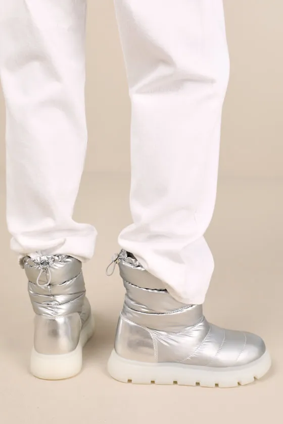 Maribel Silver Waterproof Puffer Mid-Calf Boots sold by Lulus product image thumbnail 3