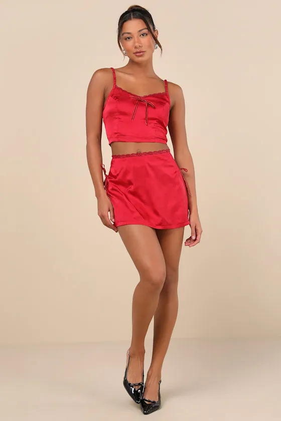 Flawless Impression Red Satin Cami Crop Top sold by Lulus product image thumbnail 2