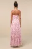 Special Moment Pink Floral Strapless Bustier Maxi Dress sold by Lulus
