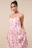Special Moment Pink Floral Strapless Bustier Maxi Dress sold by Lulus