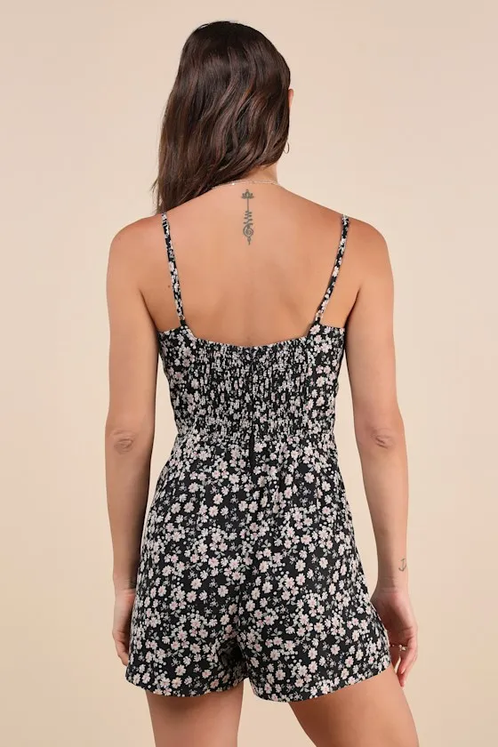 Flourishing Confidence Black Floral Sleeveless Skort Romper sold by Lulus product image thumbnail 3