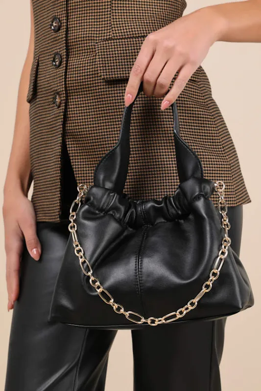 Majken Black Vegan Leather Chain Crossbody Bag sold by Lulus