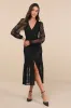 Perfect Tendencies Black Lace Button-Front Midi Dress sold by Lulus