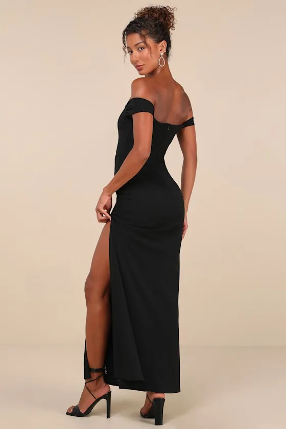Beyond Excellent Black Off-the-Shoulder Mermaid Maxi Dress sold by Lulus product image thumbnail 2