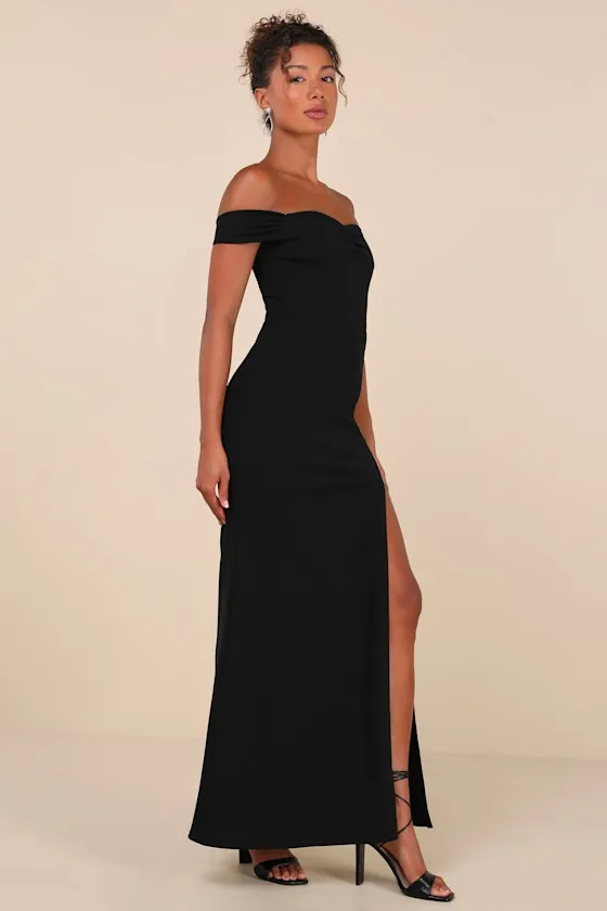 Beyond Excellent Black Off-the-Shoulder Mermaid Maxi Dress sold by Lulus product image thumbnail 4