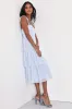 Vineyard Visit Blue Embroidered Tie-Strap Tiered Midi Dress sold by Lulus