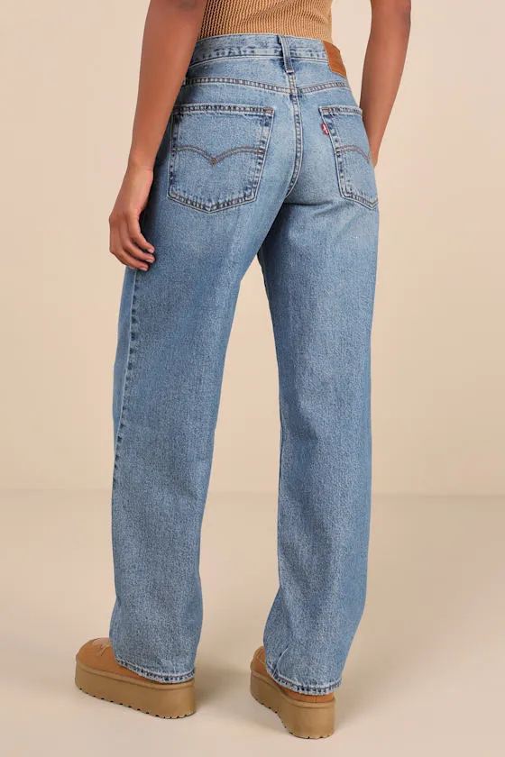 Baggy Dad Medium Wash Cotton Denim Mid-Rise Wide-Leg Jeans sold by Lulus product image thumbnail 3