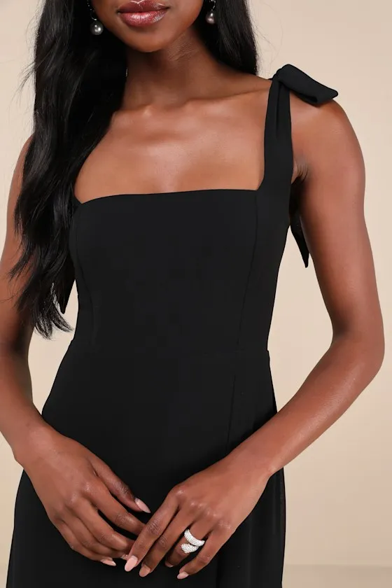 Summer Invite Black Tie-Strap Tiered Midi Dress sold by Lulus product image thumbnail 4