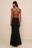 All this Allure Black Strappy Backless Mermaid Maxi Dress sold by Lulus