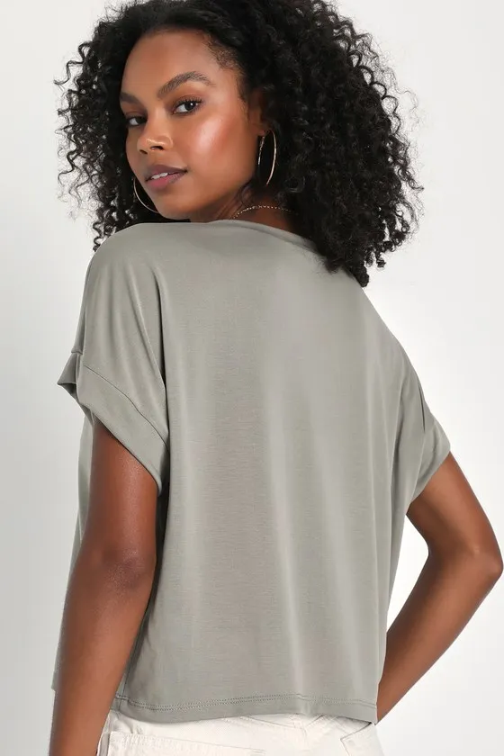 Cool Instincts Light Olive Green Short Sleeve Top sold by Lulus product image thumbnail 4