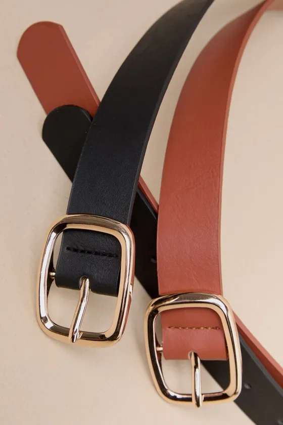 Exceptional Finish Brown and Black Two-Piece Belt Set sold by Lulus product image thumbnail 3