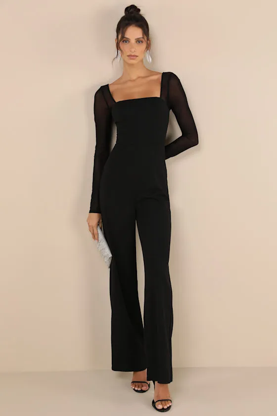 Lovingly Yours Black Mesh Long Sleeve Jumpsuit sold by Lulus