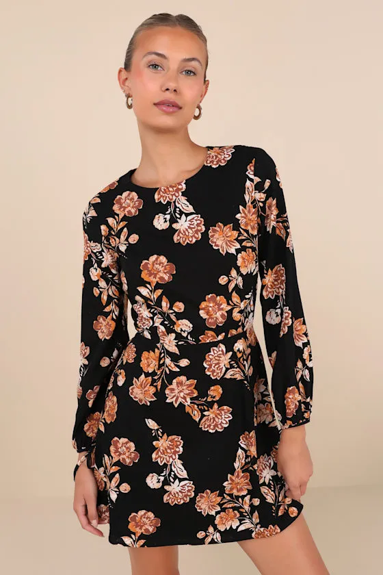 Darling Simplicity Black Floral Linen Cutout Mini Dress sold by Lulus