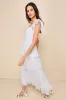 Radiant Arrival Shiny White Organza Tiered Tie-Strap Maxi Dress sold by Lulus