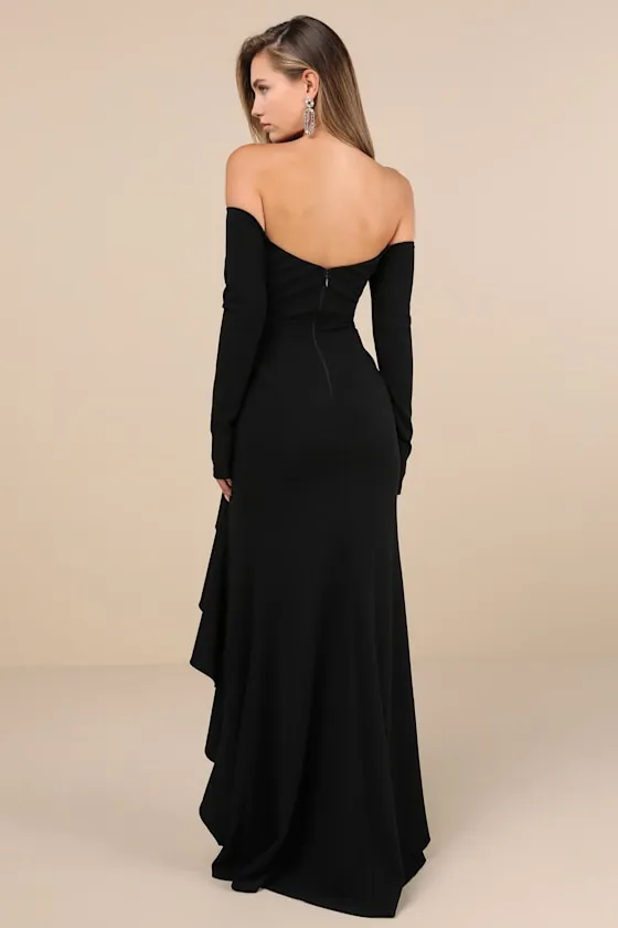 Notorious Perfection Black Off-the-Shoulder Ruffled Maxi Dress sold by Lulus product image thumbnail 2