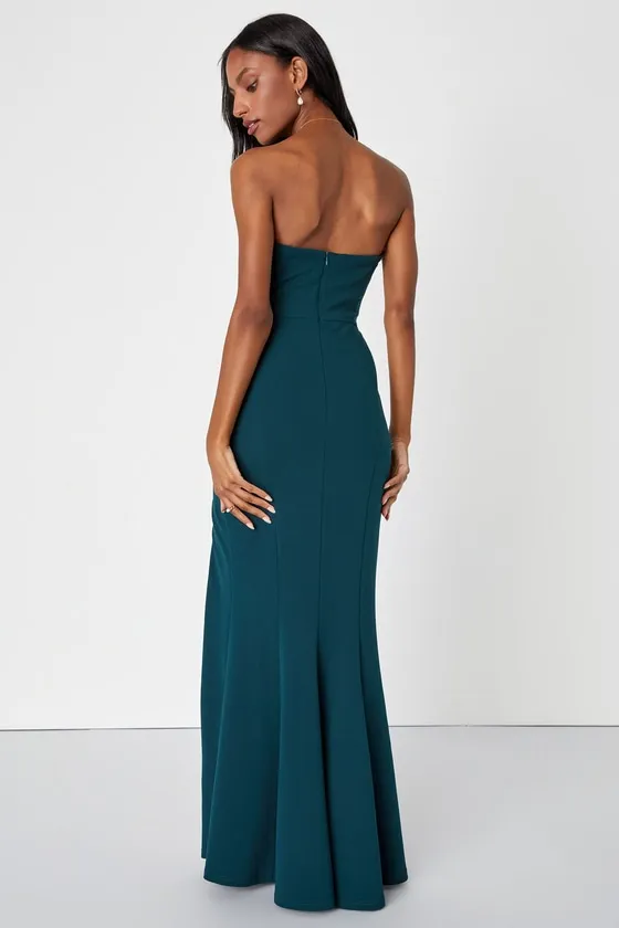 Marvelous Entrance Emerald Green Pleated Strapless Maxi Dress sold by Lulus product image thumbnail 2
