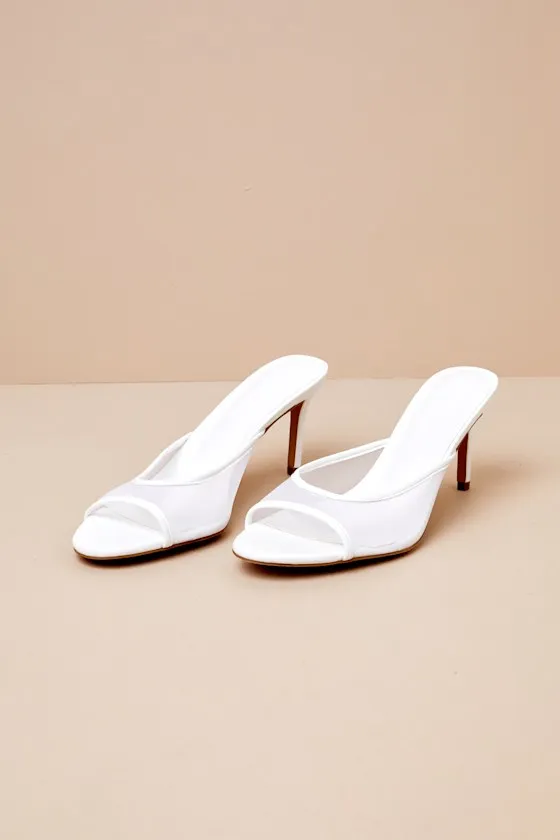 Ishi White Mesh High Heel Slide Sandals sold by Lulus