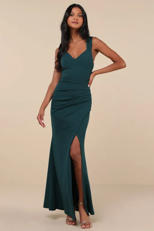 Captivating Luxury Dark Teal Backless Mermaid Maxi Dress sold by Lulus