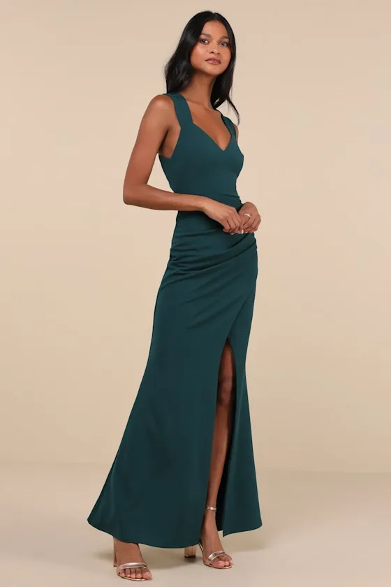 Captivating Luxury Dark Teal Backless Mermaid Maxi Dress sold by Lulus product image thumbnail 3