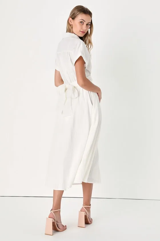 Palermo Perfection White Collared Midi Dress with Pockets sold by Lulus product image thumbnail 4