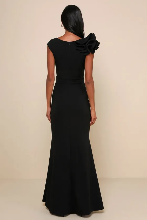 Lucette Black Sleeveless Ruffled Mermaid Maxi Dress sold by Lulus product image thumbnail 2