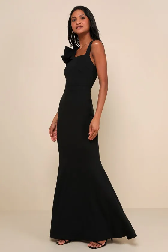 Lucette Black Sleeveless Ruffled Mermaid Maxi Dress sold by Lulus product image thumbnail 3