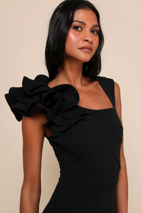 Lucette Black Sleeveless Ruffled Mermaid Maxi Dress sold by Lulus product image thumbnail 4