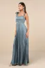 Gorgeous Purpose Slate Satin Pleated Sleeveless Bow Maxi Dress sold by Lulus