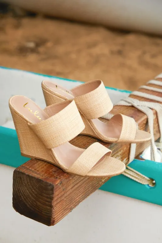 Biava Natural Raffia Wedge Sandals sold by Lulus