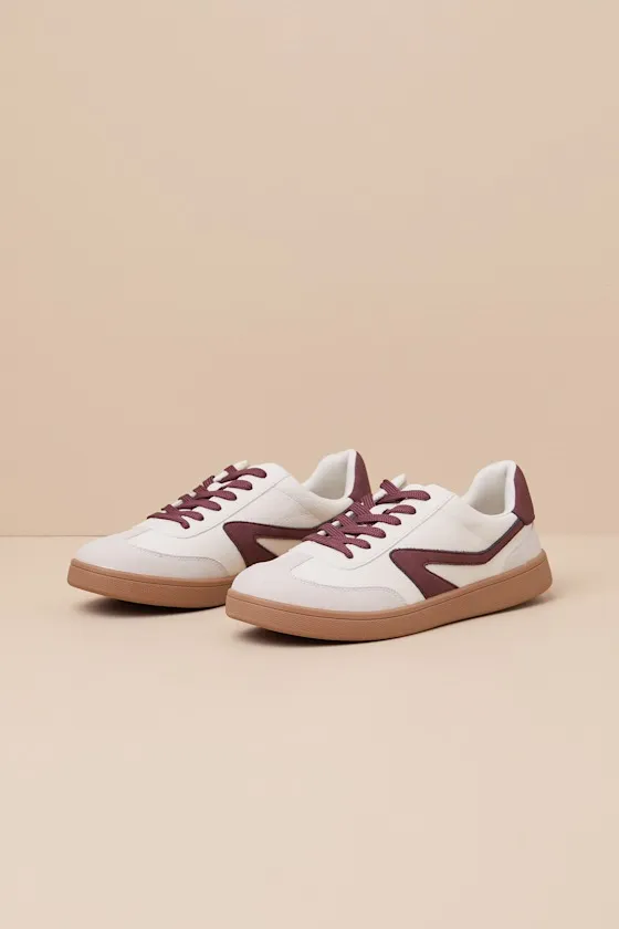 Voyage Burgundy Multi Color Block Lace-Up Sneakers sold by Lulus product image thumbnail 2