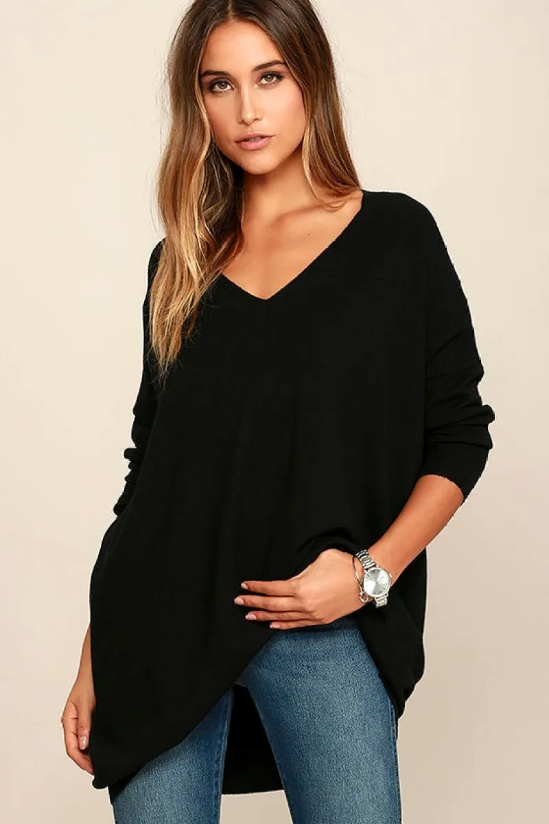 Ticket to Cozy Black Oversized Sweater sold by Lulus