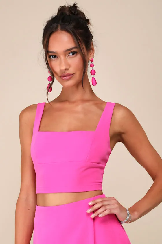 Exceptionally Styled Hot Pink Lace-Up Two-Piece Skort Romper sold by Lulus