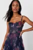 Alluring Invite Midnight Blue Floral Pleated Bustier Midi Dress sold by Lulus