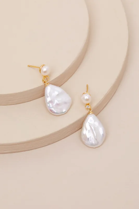 Laurel 24KT Gold Pearl Drop Earrings made by Lulus