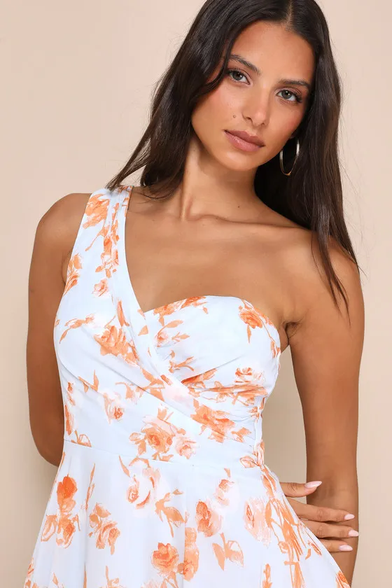 Fashionably Refined Light Blue Floral One-Shoulder Maxi Dress sold by Lulus product image thumbnail 4