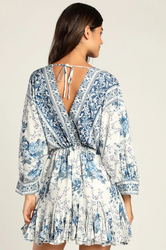 Roamin' Holiday Blue and White Print Mini Dress sold by Lulus product image thumbnail 4