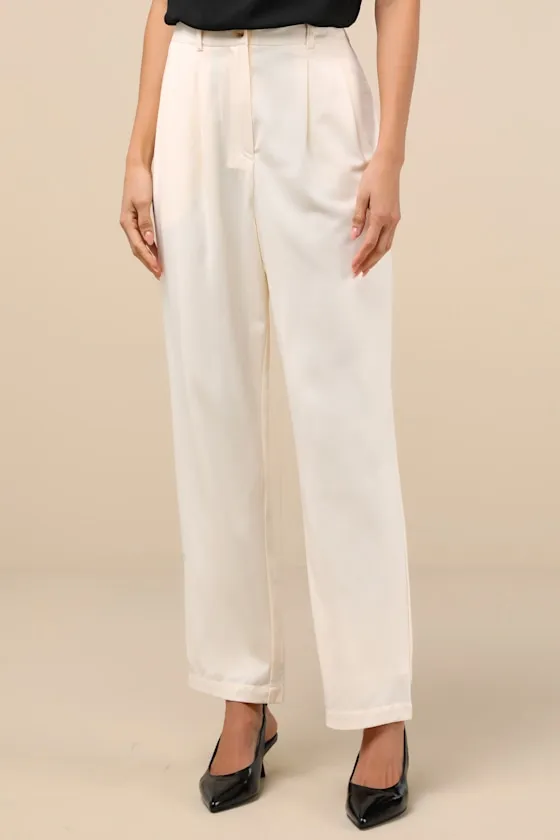 Sophisticated Company Ivory Straight Leg Trouser Pants sold by Lulus product image thumbnail 2