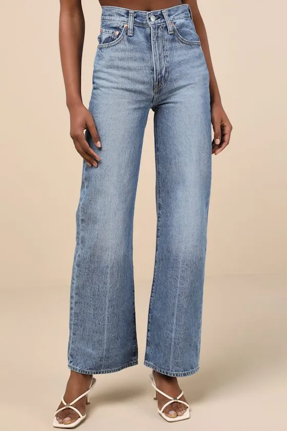 Ribcage Medium Wash Wide-Leg High-Rise Denim Jeans sold by Lulus product image thumbnail 2