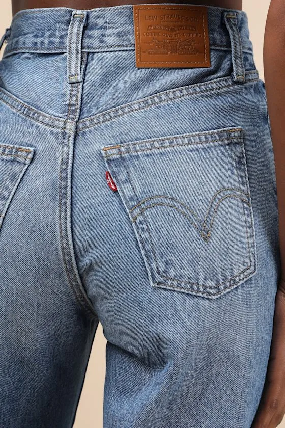 Ribcage Medium Wash Wide-Leg High-Rise Denim Jeans sold by Lulus product image thumbnail 4