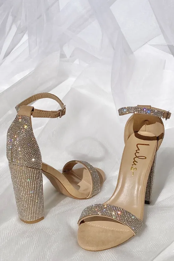 Taylor Rhinestone Light Nude Suede Ankle Strap Heels sold by Lulus product image thumbnail 2