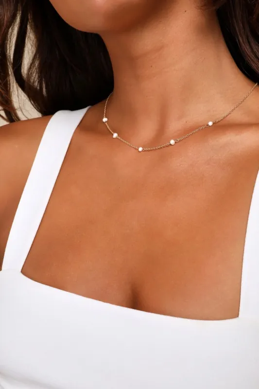 Perfectly Pretty Gold and Pearl Necklace sold by Lulus