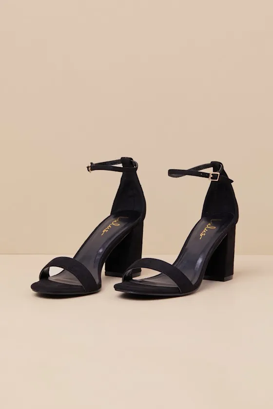 Arylee Black Suede Ankle Strap Heels sold by Lulus product image thumbnail 2