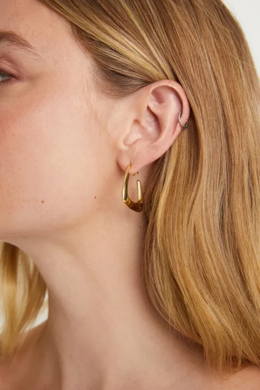 Exceptional Angle 14KT Gold Geometric Beveled Hoop Earrings sold by Lulus